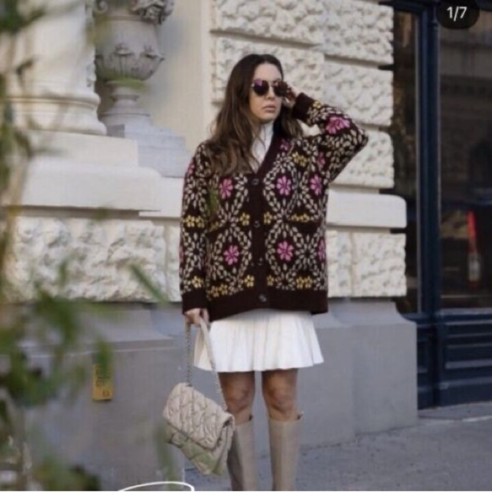 NWT ZARA Jacquard Cardigan Size S